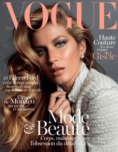 La modelo brasileña Gisele Bundchen en una portada de la revista Vogue, edición francesa.
