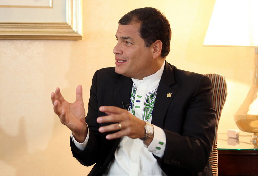 Rafael Correa is glad for the peace talks in Venezuela.